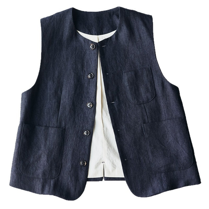 Damen Elegante Leinenweste Drune