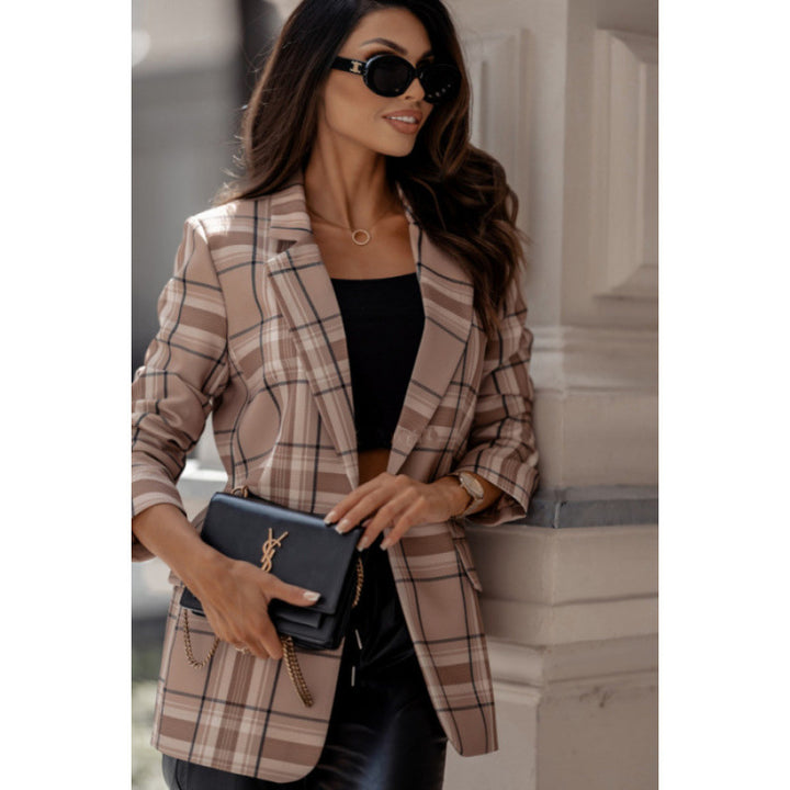 Damen Karoblazer im modernen Oversized-Schnitt mit eleganten Details Drune