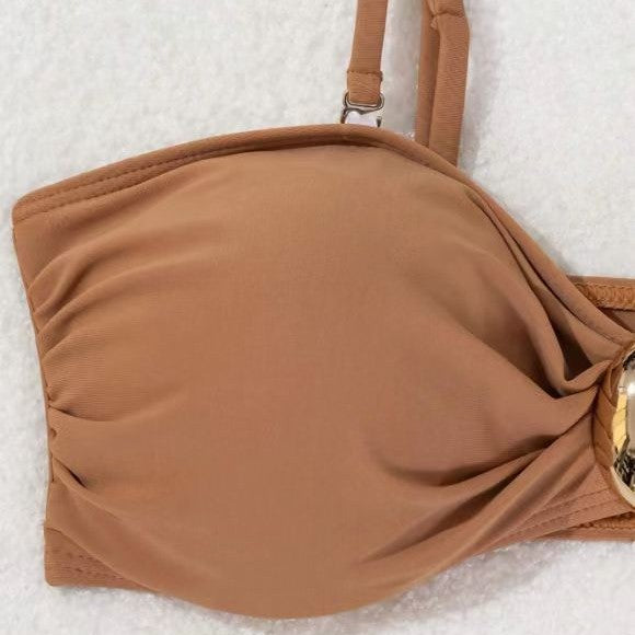 Damen Hochgeschnittenes Bikini-Set mit schickem Gold-Detail Drune