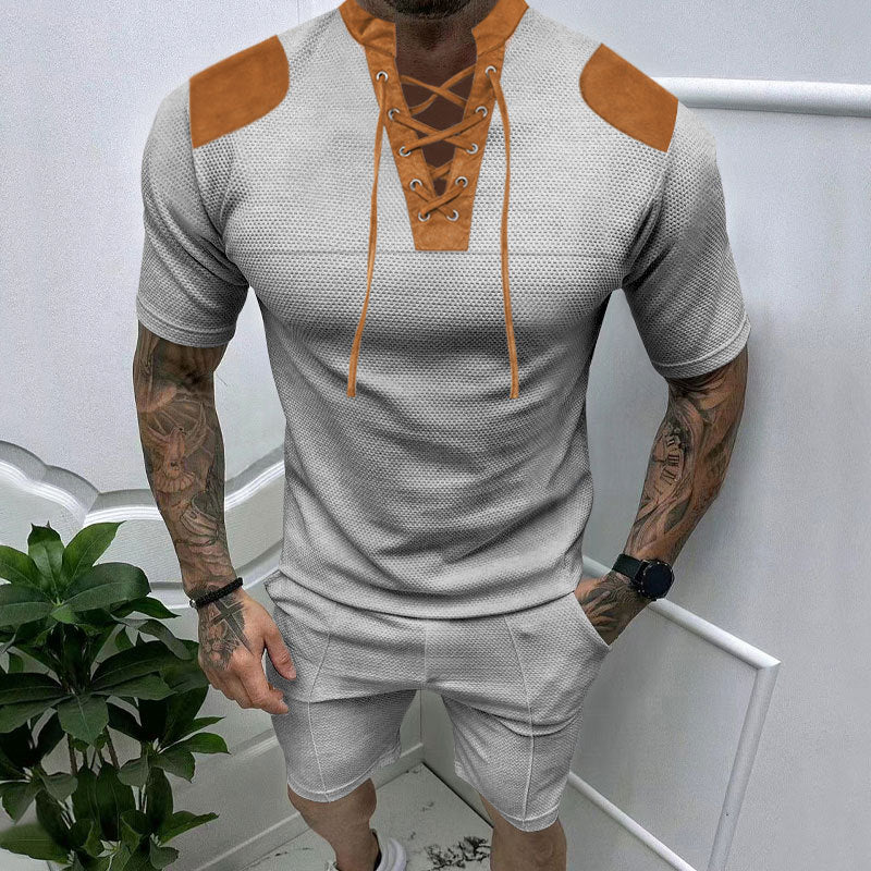 Herren trendiges Sport-T-Shirt mit einzigartigem Schnürdesign und atmungsaktivem Gewebe Drune