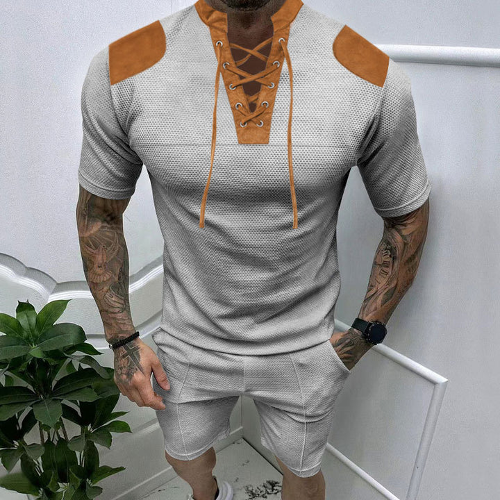 Herren trendiges Sport-T-Shirt mit einzigartigem Schnürdesign und atmungsaktivem Gewebe Drune