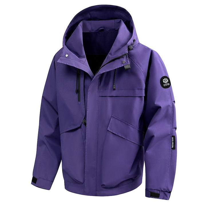 Herren Wasserabweisende Utility-Outdoorjacke mit Kapuze, Mehrfachtaschen & verstellbaren Manschetten Drune