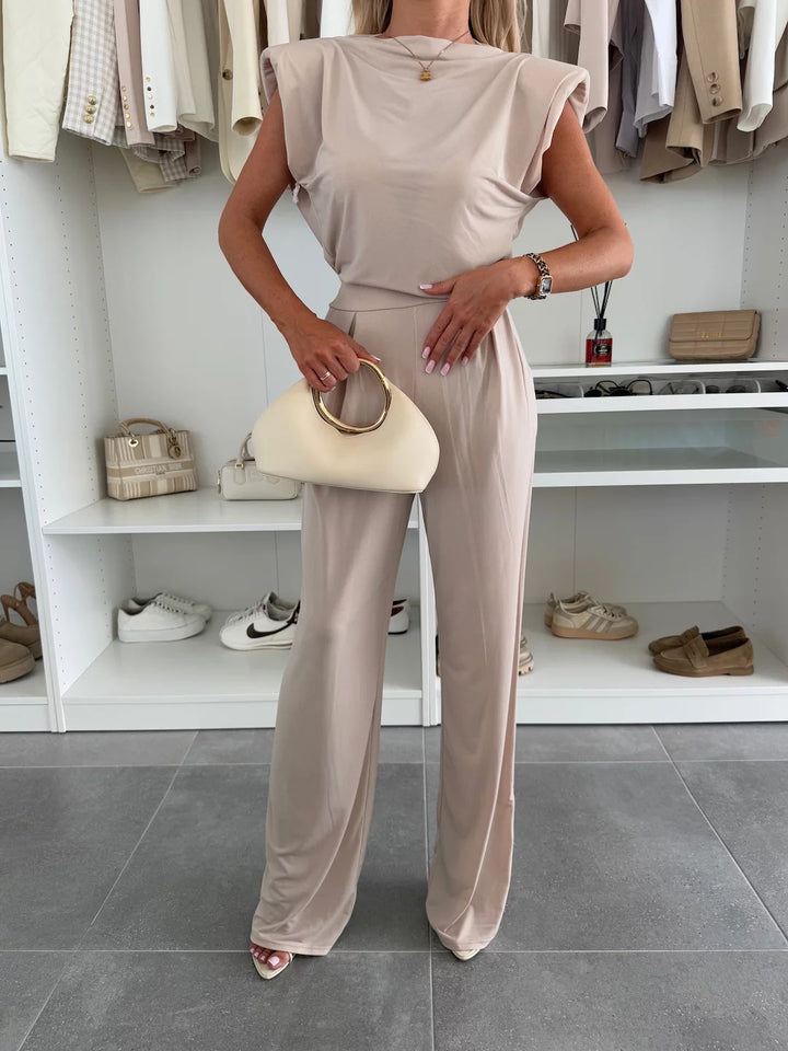 Damen elegantes Jumpsuit mit weitem Bein Drune