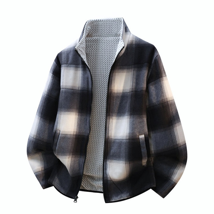 Herren strukturierte Fleece-Overlayerjacke mit kontrast-Brusttasche und Zwei-Wege-Reißverschluss Drune