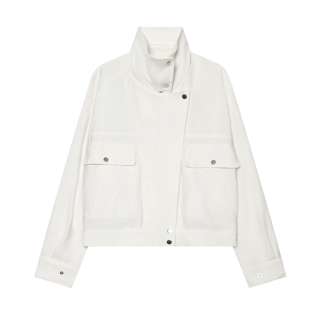 Damen Leichte wattierte Windjacke mit Stehkragen und Polka‑Dot‑Print Drune