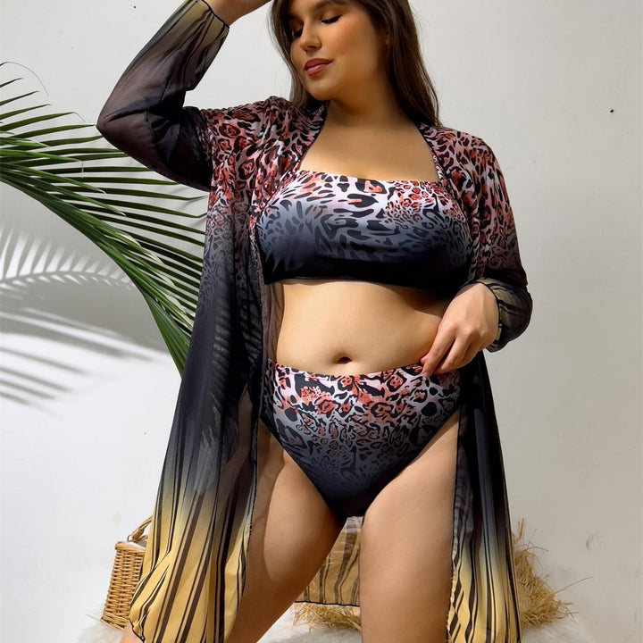 Damen Strandensemble mit Leopardmuster Drune