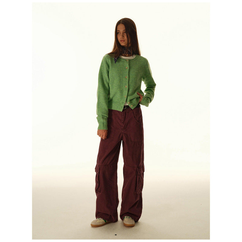 Damen Baggy-Cargo-Hose mit hoher Leibhöhe, großen Klappentaschen und verstärkten Nahtpaneelen Drune