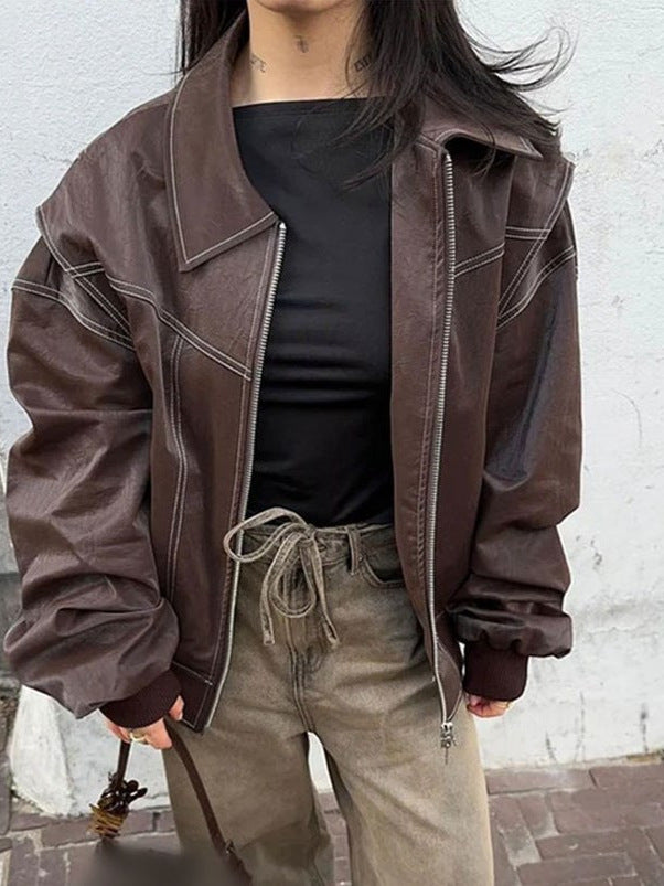 Damen modischer Wickelblazer mit strukturierten Ärmeln Drune