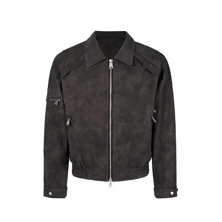 Herren Kurzjacke aus Veloursleder-Optik mit Reißverschluss und elastischem Saum Drune