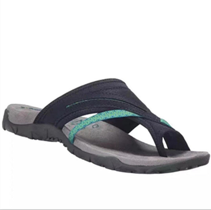 Damen Zehentrenner Sandalen mit anatomischer Fußbettung und rutschfester Sohle Drune