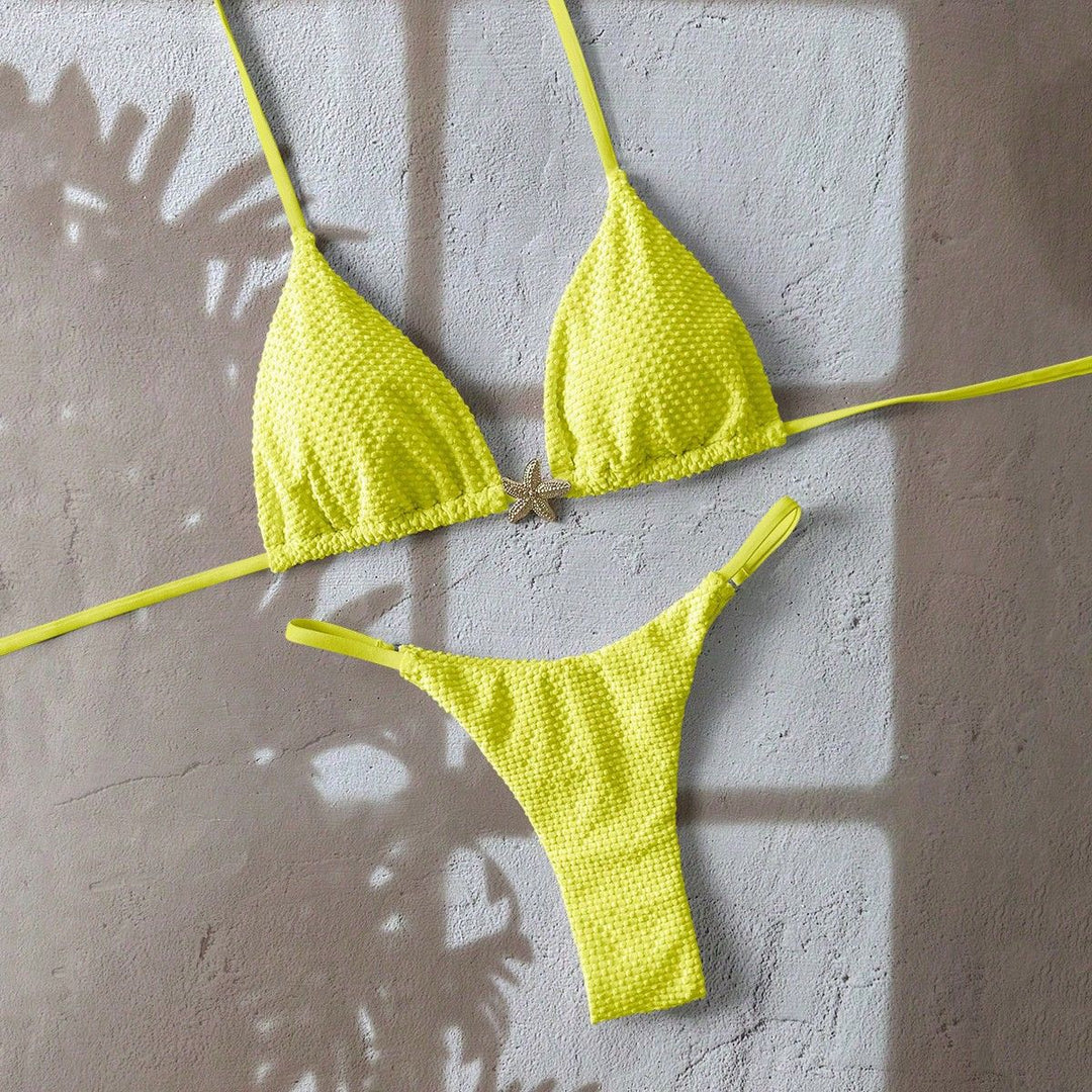 Damen Triangel-Bikini mit strukturiertem Stoff und maritimen Details Drune