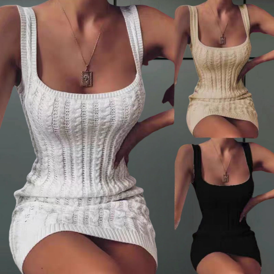 Damen Strickkleid mit schulterfreiem Design und raffinierten Rüschendetails Drune