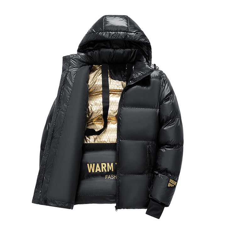 Herren Stylische Daunenjacke mit Kapuze Drune