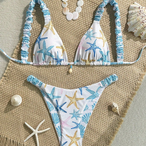 Damen Triangel-Bikini mit maritimem Sternenmotiv Drune