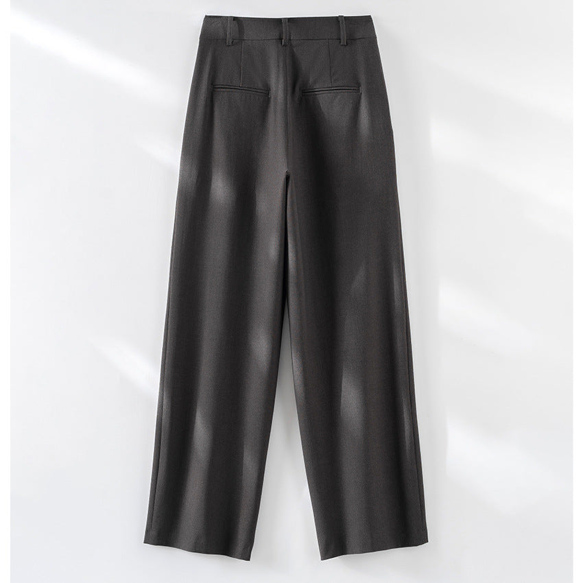 Damen Hochtaillierte Palazzo-Stoffhose mit Bundfalten, Eingrifftaschen und klarer Bügelfalte Drune