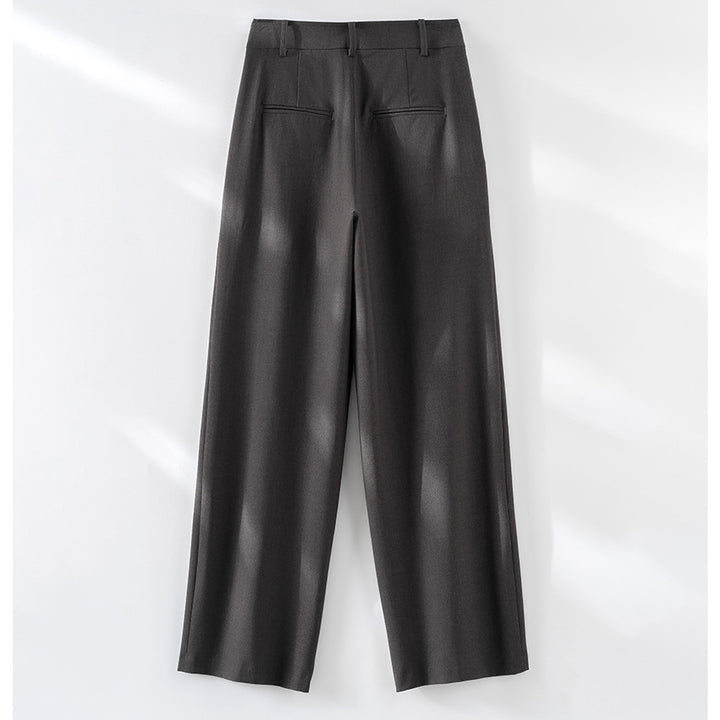 Damen Hochgeschnittene Bügelfalten-Hose mit weitem Bein, Bundfalten und Eingrifftaschen Drune