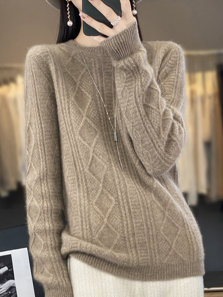 Damen Zopfmuster-Feinstrickpullover mit Ajour-Bahnen und weichem Mohair-Finish Drune