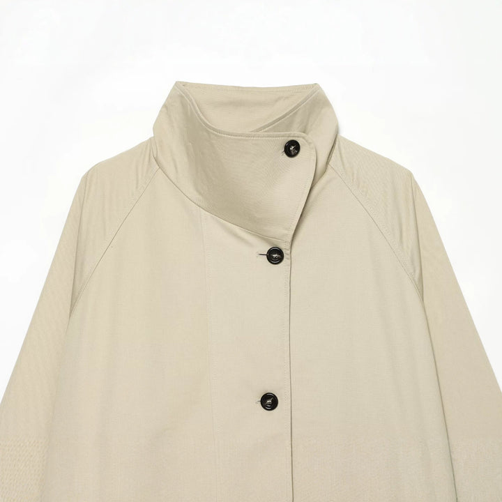 Damen Kurze A‑Linien Übergangsjacke mit hohem Stehkragen und Raglanärmeln Drune