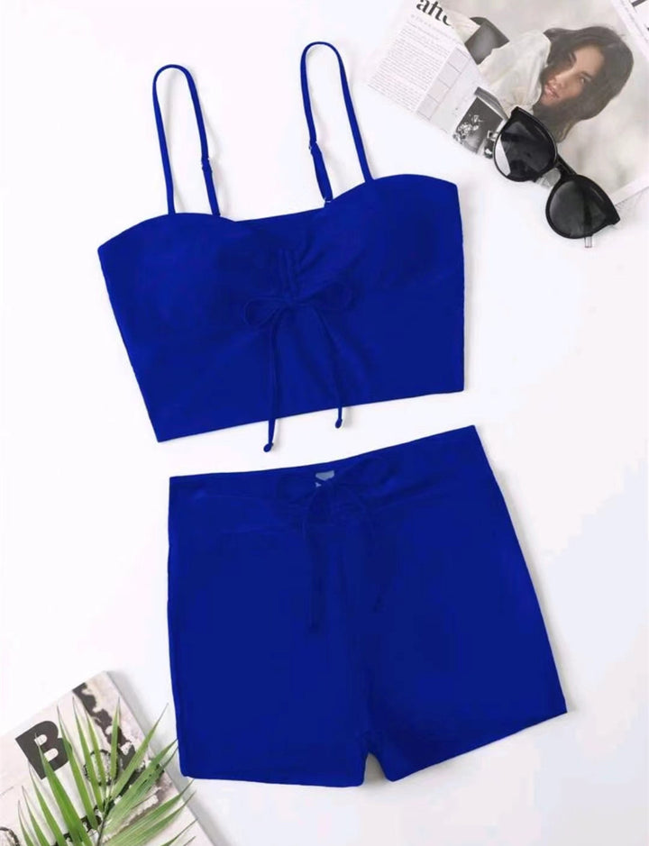 Damen Sportliches Bikini-Set mit Crop-Top und Shorts Drune