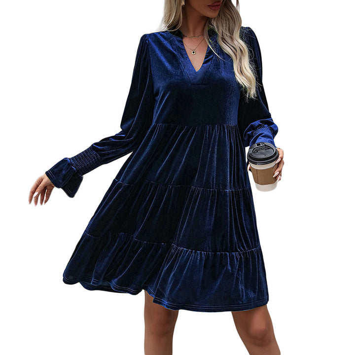 Damen Elegantes Velours-Kleid Drune