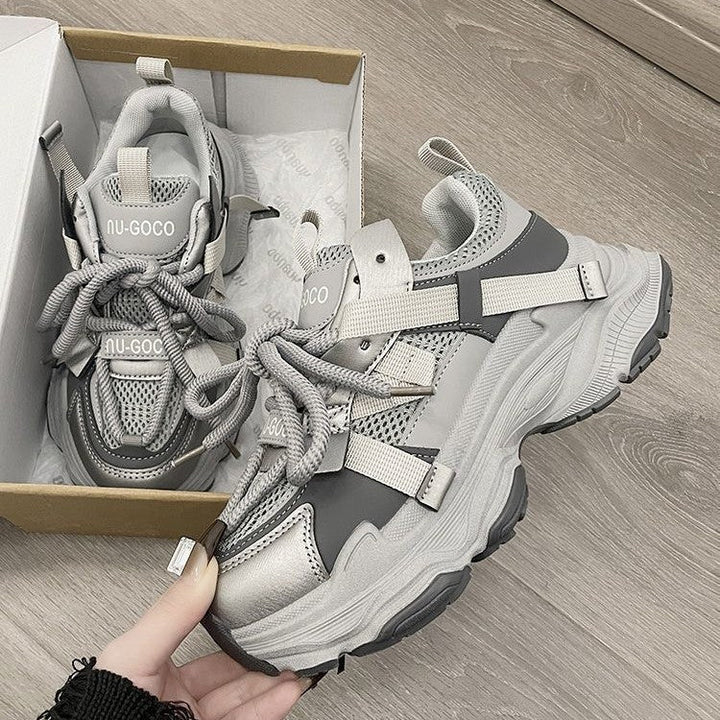 Damen Sportliche Chunky Sneakers mit atmungsaktiver Mesh-Oberfläche und innovativem Schnürsystem Drune