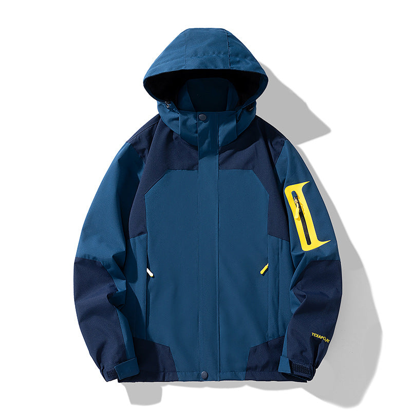 Herren winddichte Softshell-Outdoorjacke mit verstellbarer Kapuze, verschließbarer Ärmeltasche und atmungsaktiver Membran Drune