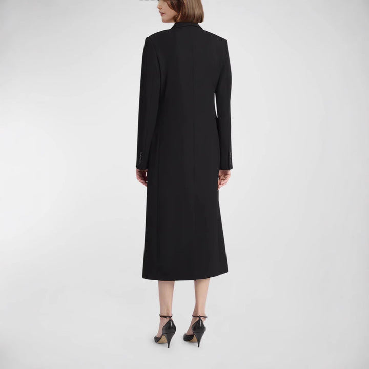 Damen Midilanger Doppelreihiger Blazer‑Mantel mit strukturierter Schulter und schlanker Passform Drune