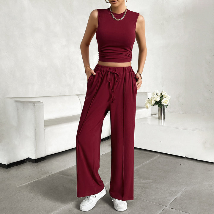 Damen Freizeit-Set mit tailliertem Top und weitem Hose Drune