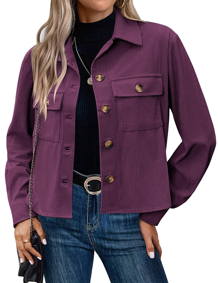 Damen Cordjacke mit zwei Brusttaschen Drune