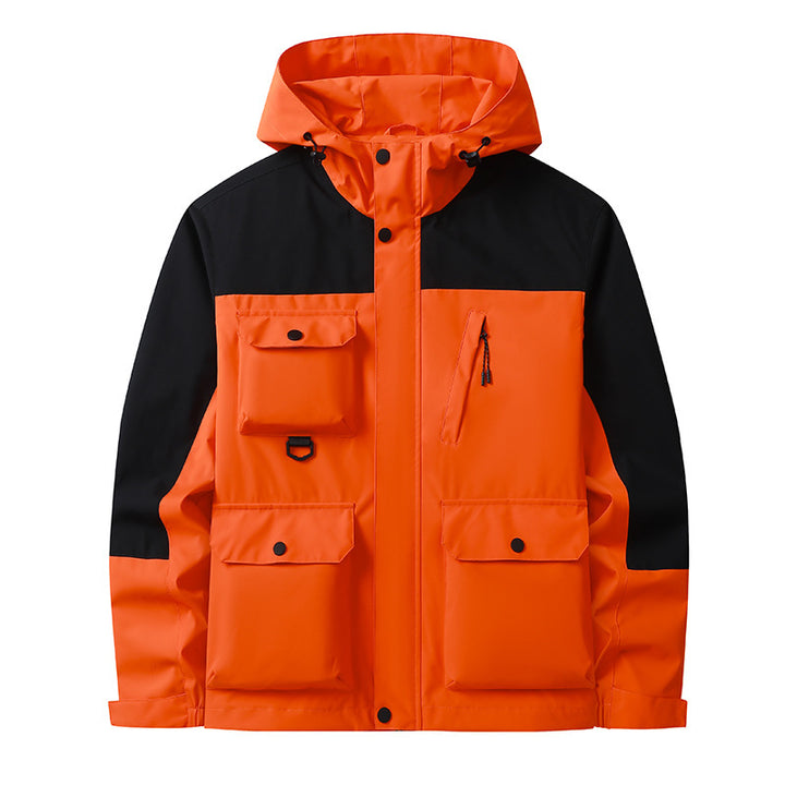 Herren Technische Utility-Fieldjacke mit Kapuze, Mehrfachtaschen und windabweisender Shell Drune