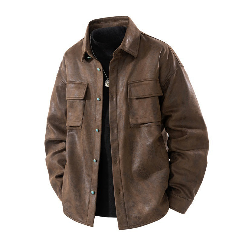 Herren Lässige Lederjacke Drune