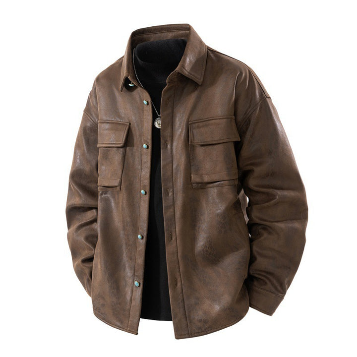 Herren Lässige Lederjacke Drune