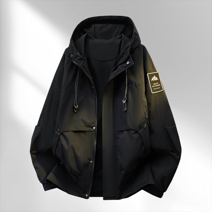 Herren Oversize-Utility-Outdoorjacke mit Kapuze, wattierter Innenlage & Multifunktionstaschen Drune