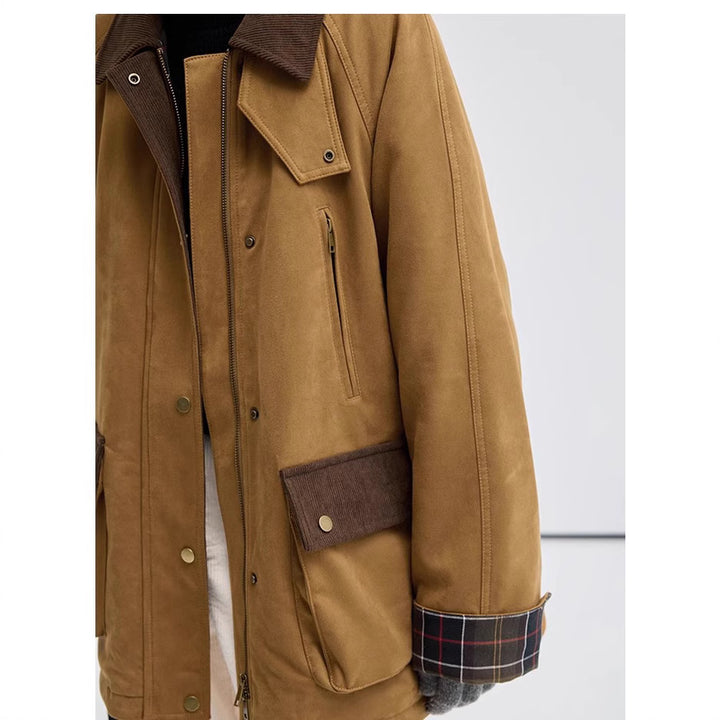 Damen Modische Übergangsjacke aus weichem Material mit Karomuster Drune