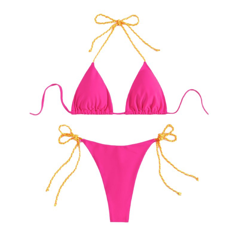 Damen Triangel-Bikini mit verstellbaren Trägern und bunten Akzenten Drune
