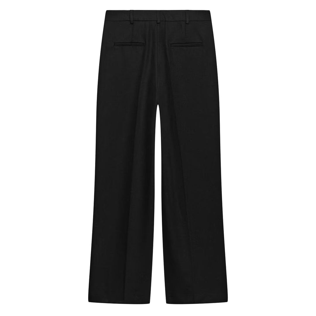 Damen Weit geschnittene Highwaist-Hose mit Vordernaht und langen Beinschlitzen Drune