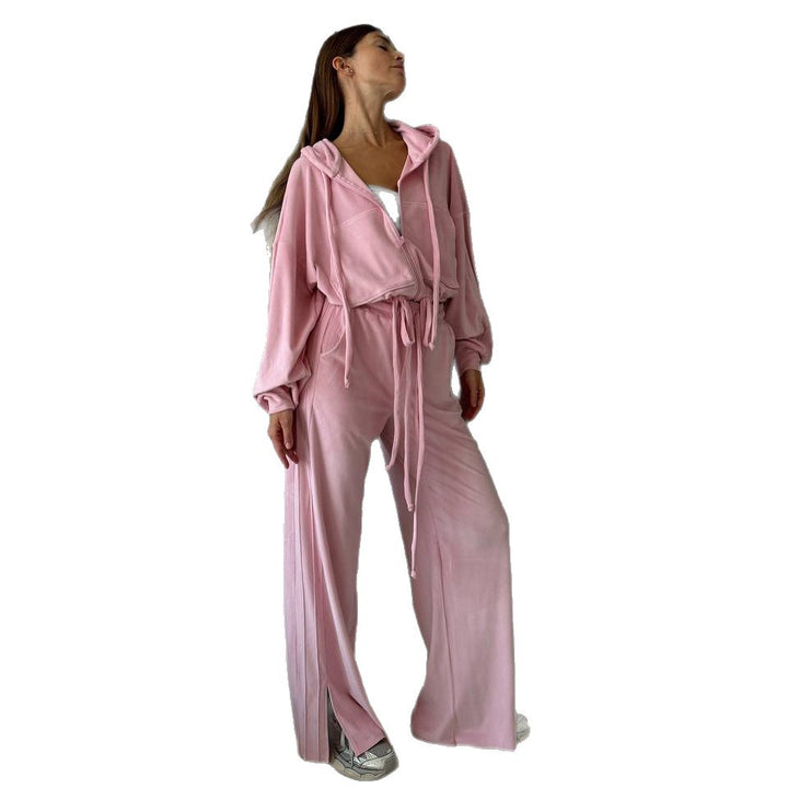 Damen Sportliches Lounge-Set mit komfortablem Hoodie und weitem Hosenstil Drune