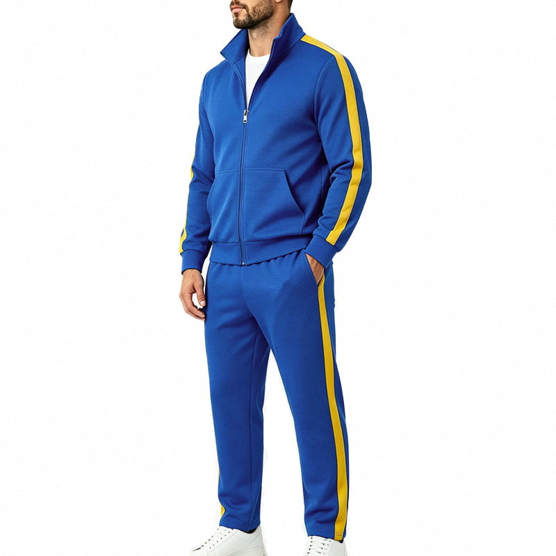 Herren Sportliches Trainingsanzug-Set mit Kontraststreifen, Reißverschlussjacke und Jogginghose Drune