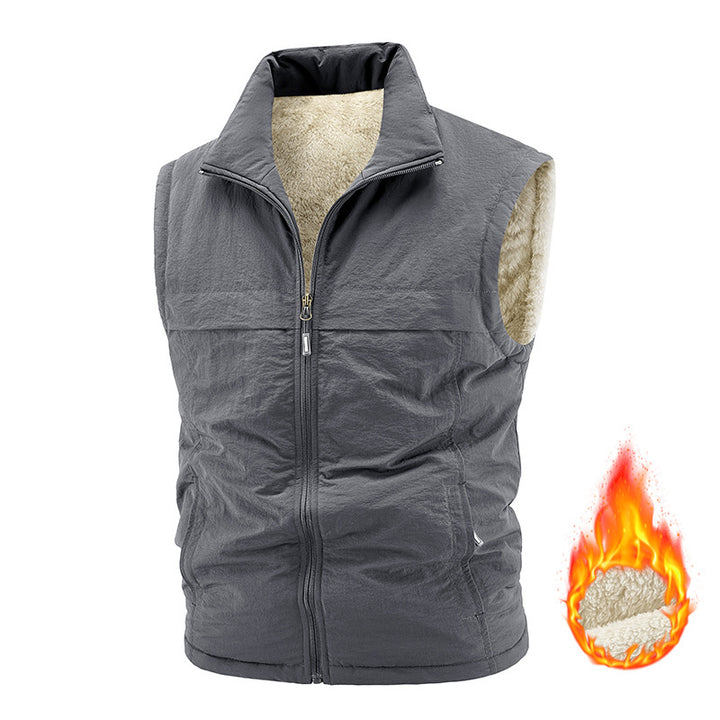 Herren Thermo‑Steppweste mit Sherpa‑Futter, hohem Kragen und Reißverschluss Drune