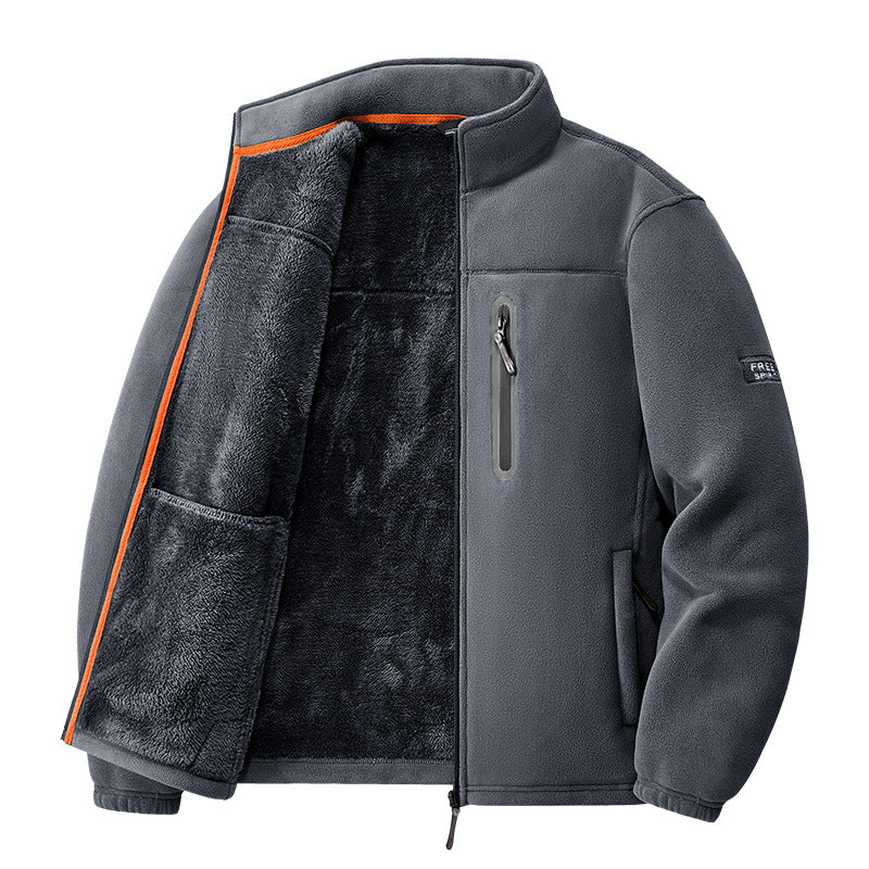 Herren  Thermo-Fleecejacke mit hochflorigem Teddyfutter, Brust-Reißverschlusstasche und winddichter Front Drune