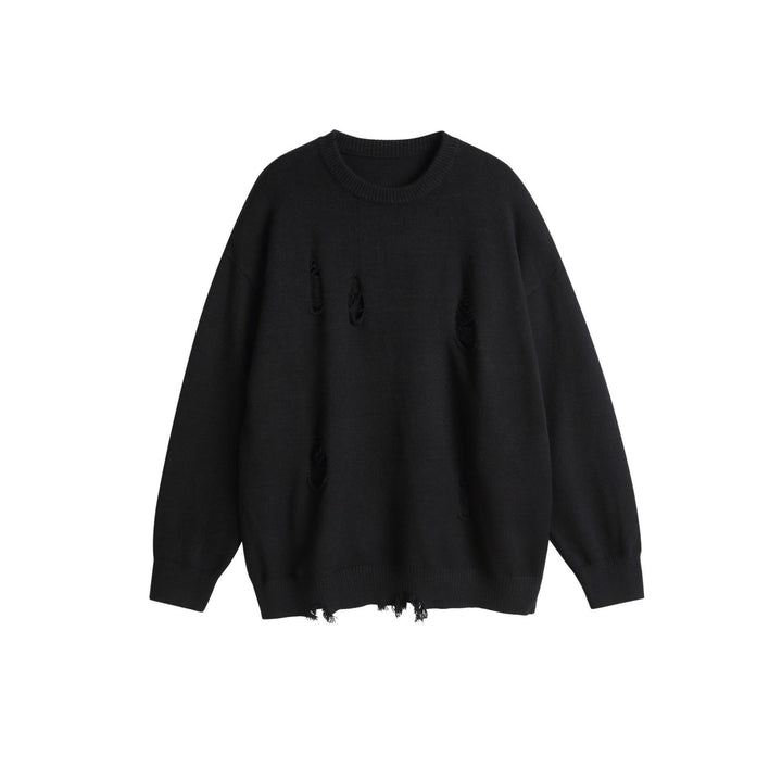 Unisex Oversize Strickpullover mit Destroyed-Detail und Rippbündchen Drune