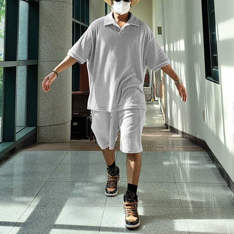 Herren Oversized Freizeitanzug mit Poloshirt und Shorts Drune