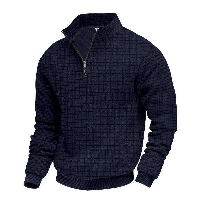 Herren Fleece-Pullover mit strukturiertem Design und hohem Kragen Drune