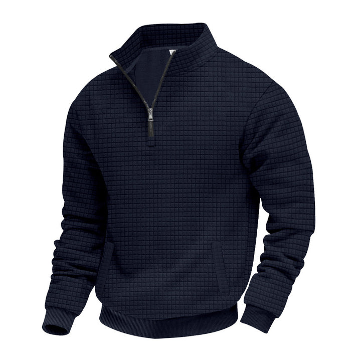 Herren Fleece-Pullover mit strukturiertem Design und hohem Kragen Drune