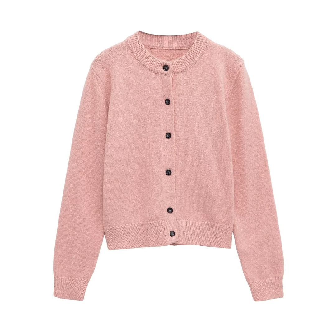 Damen Strickjacke mit Knopfverschluss und elastischem Bund Drune
