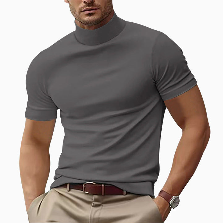 Herren Kurzarm Turtleneck T-Shirt Drune