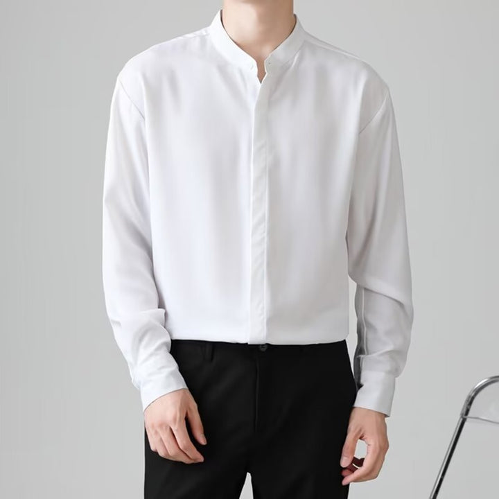 Herren Elegantes Stehkragenhemd Drune