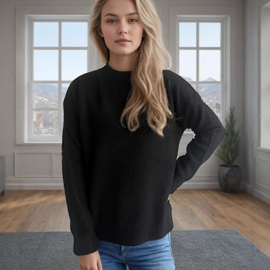 Damen lässiger Pullover mit weitem Schnitt und modernem Rippstrickdesign Drune