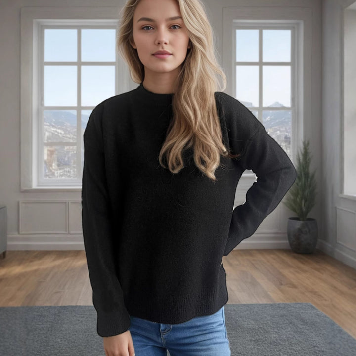 Damen lässiger Pullover mit weitem Schnitt und modernem Rippstrickdesign Drune