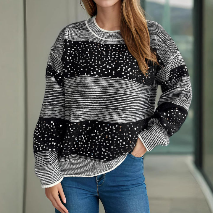 Damen modischer Pullover mit funkelnden Applikationen Drune